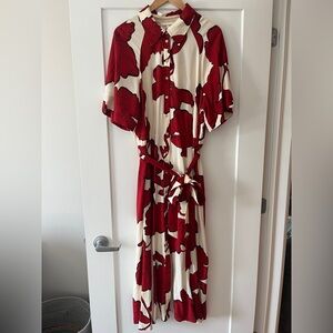 H&M Red and Cream Floral Maxi Dress